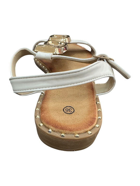 Flache Damen Anatomisch Sandalen Weiß
