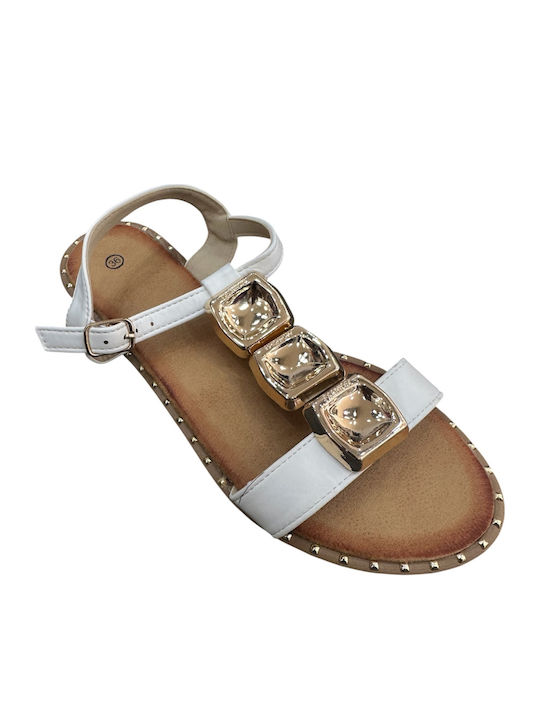 Flache Damen Anatomisch Sandalen Weiß