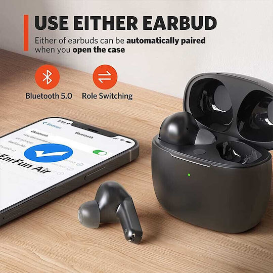 Earfun Air TWS In-ear Bluetooth Handsfree Ακουστικά με Αντοχή στον Ιδρώτα και Θήκη Φόρτισης Μαύρα
