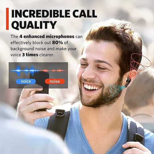Earfun Air TWS In-ear Bluetooth Handsfree Ακουστικά με Αντοχή στον Ιδρώτα και Θήκη Φόρτισης Μαύρα