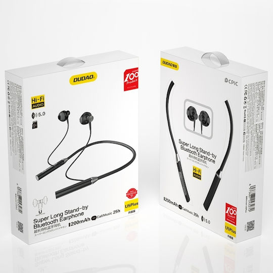 Dudao U5 Plus Earbud Bluetooth Handsfree Ακουστικά με Αντοχή στον Ιδρώτα Μαύρα