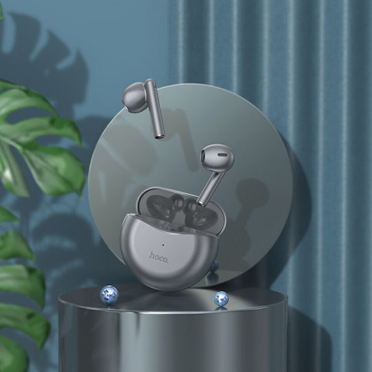 Hoco EW14 In-ear Bluetooth Handsfree Ακουστικά με Θήκη Φόρτισης Metal Grey