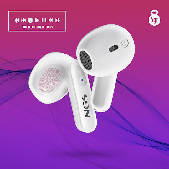NGS Artica Duo In-ear Bluetooth Handsfree Ακουστικά με Θήκη Φόρτισης Λευκά
