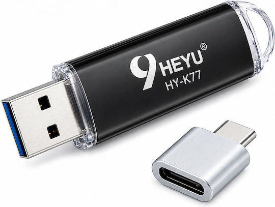 Hy-k77 64GB USB 2.0 Stick με σύνδεση USB-A & USB-C Ασημί