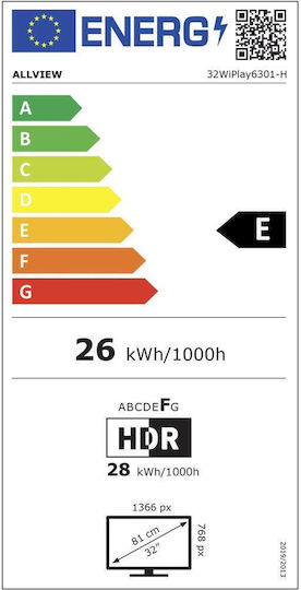 Allview Smart TV 32" Full HD LED 32WIPLAY6301-H HDR 2026