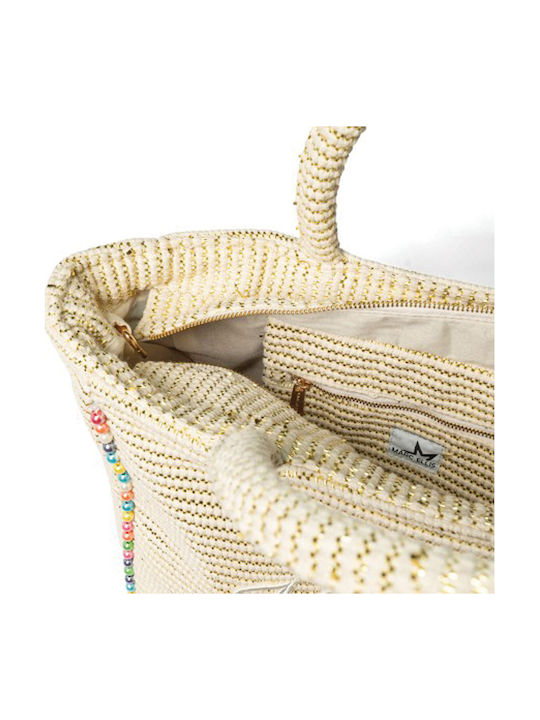 Fabric Women's Tote Handbag Gold