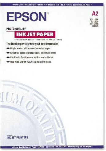 Epson Photo Quality Ink Jet Paper Photo Paper Matte A2 102gr/m² for Printers Inkjet 30 Sheets