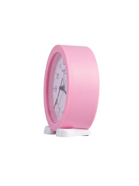 Avizar Small Analog Bedside Alarm Clock Stand Minimalist Design Pink