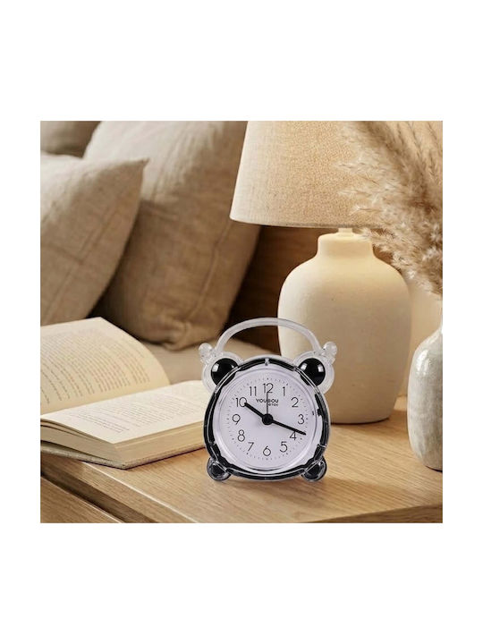 Avizar Analog Quartz Desk Alarm Clock Bedroom Twin Bell Black Transparent