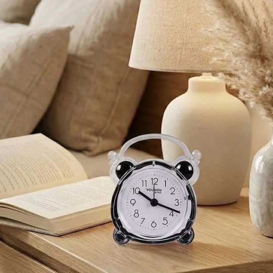Avizar Analog Quartz Desk Alarm Clock Bedroom Twin Bell Black Transparent