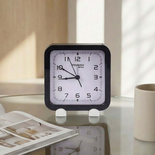 Avizar Analog Quartz Silent Desk Clock Minimalist Design Black