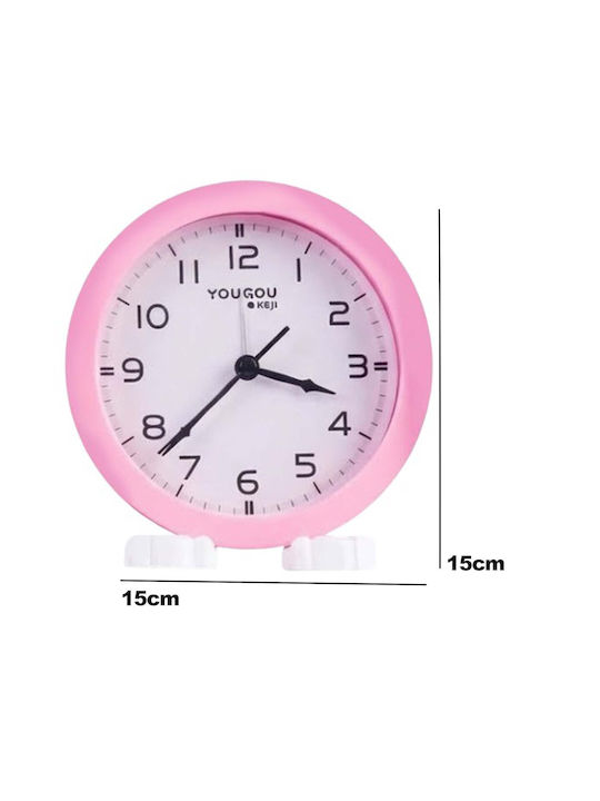 Avizar Small Analog Bedside Alarm Clock Stand Minimalist Design Pink