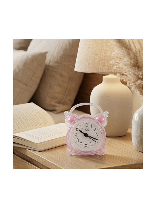 Avizar Analog Quartz Desk Alarm Clock Bedroom Twin Bell Light Pink