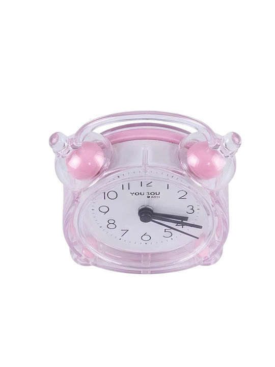 Avizar Analog Quartz Desk Alarm Clock Bedroom Twin Bell Light Pink