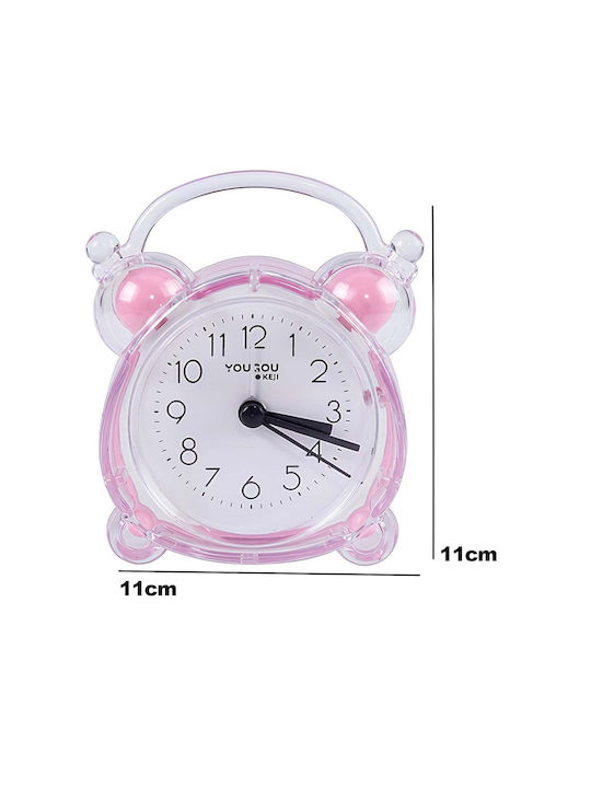 Avizar Analog Quartz Desk Alarm Clock Bedroom Twin Bell Light Pink