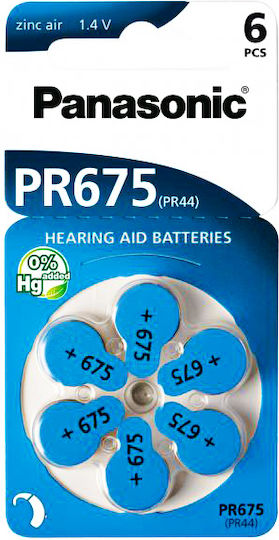 Panasonic Μπαταρίες Ακουστικών Βαρηκοΐας 675 1.45V 6τμχ