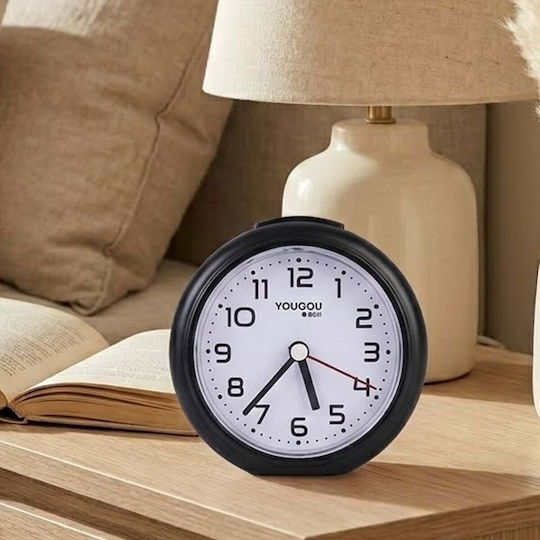 Avizar Analog Quartz Silent Desk Clock Minimalist Design Black