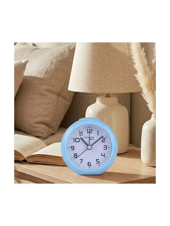 Avizar Analog Quartz Silent Desk Clock Minimalist Design Light Blue