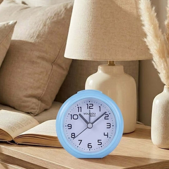 Avizar Analog Quartz Silent Desk Clock Minimalist Design Light Blue