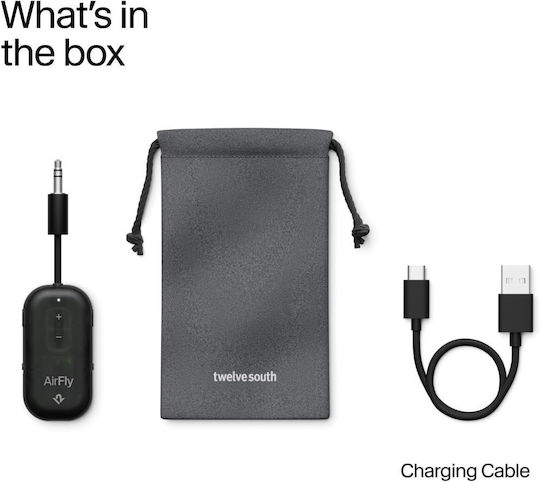 Twelve South Bluetooth Audio Adapter 3.5mm Jack Plug Model Airfly Pro 2 Transparent Black