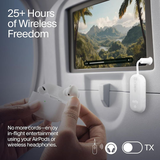 Twelve South Bluetooth Audio Adapter 3.5mm Jack Plug Model Airfly Pro 2 White Transparent