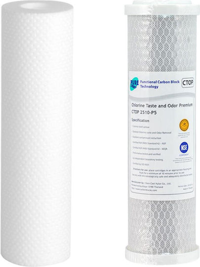 Pentair Double Under Sink Water Filter 10" Pentair 2G Slimline White with Replacement Polypropylene 5μm and Activated Carbon Pure CTOP 2510-05 5μm