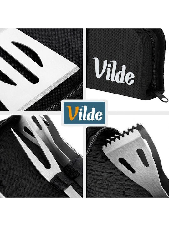 Vilde Σετ Εργαλείων Bbq Ανοξείδωτο Ατσάλι Θήκη 3τμχ