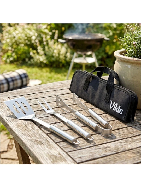 Vilde Σετ Εργαλείων Bbq Ανοξείδωτο Ατσάλι Θήκη 3τμχ