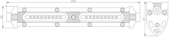 Фарове за кола с форма на лента LED Mitsubishi Вземане 10 - 30V 18W 18.6см с Бял осветление 1бр