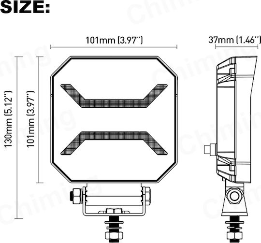 LED прожектор Slim 10-30 Volt висока мощност 15w бял оранжев 101mm x 101mm x 37mm Ip68