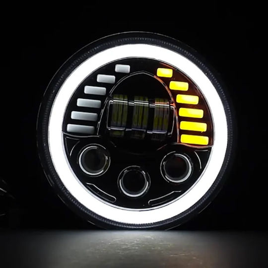 LED Универсални 7 инча 18см 9v 32v Къси Дълги Светлини Дневни Светлини DRL Бели Жълти 7000lm за Трактори Камиони Мотоциклети