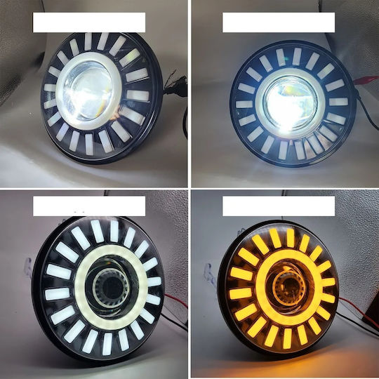 LED универсален прожектор 7 инча 18см 9v 32v къси и дълги светлини дневни светлини DRL бяло оранжево 6900lm трактор камион мотоциклет