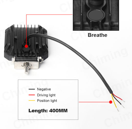 Квадратς Фарове за кола LED Mitsubishi Вземане 10 - 30V 15W 10.1см с Бял осветление 1бр