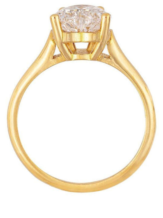Single Stone Ring From 18K Gold With Diamond