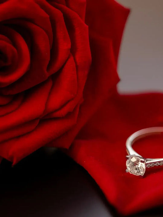 Μονόπετρο από Λευκόχρυσο 14K με Ζιργκόν