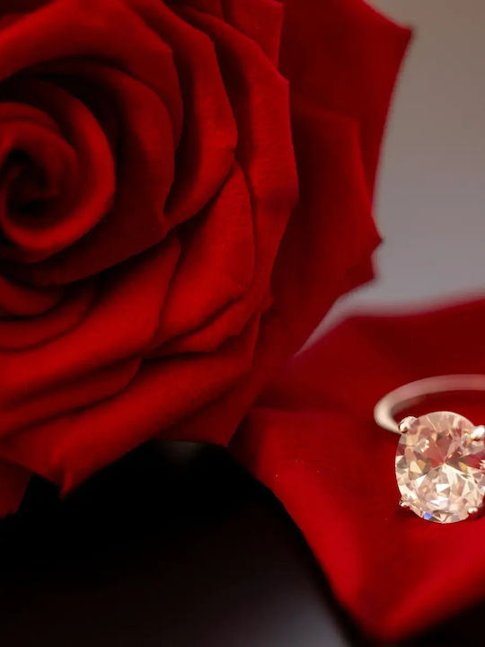 Single Stone Ring In 14K White Gold With Zircon