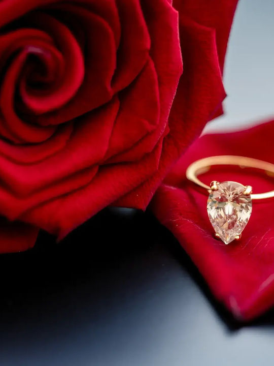 Single Stone Ring In 14K Gold With Zircon