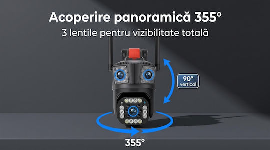 IP Cameră de Supraveghere Triple 4G 9MP Impermeabilă cu Comunicare Bidirecțională
