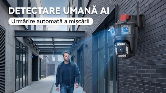 IP Cameră de Supraveghere Triple 4G 9MP Impermeabilă cu Comunicare Bidirecțională