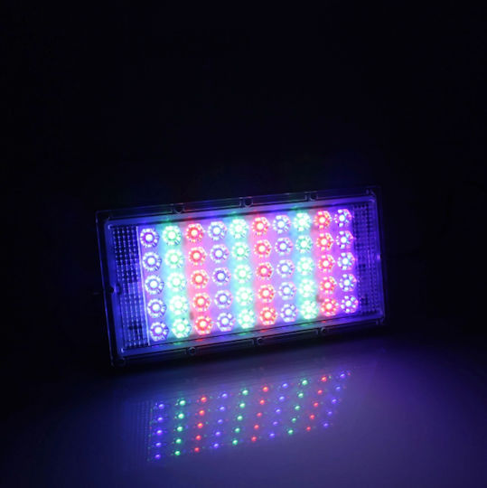 Super Slim Waterproof LED Floodlight 50W RGB with Remote Control IP66