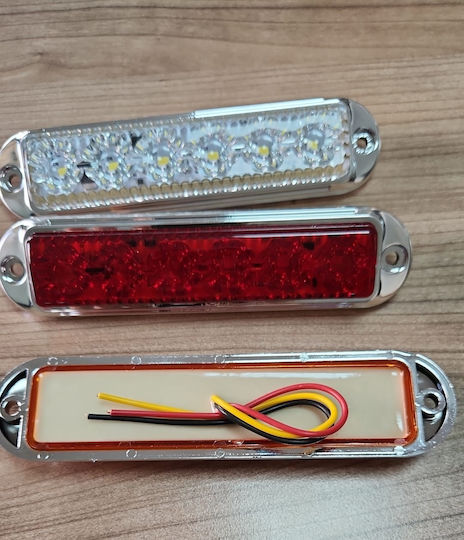 Led Светлини За Товарни Автомобили Хромирани 6 Led 12v 24v Ip68 Бели 132mm 46mm