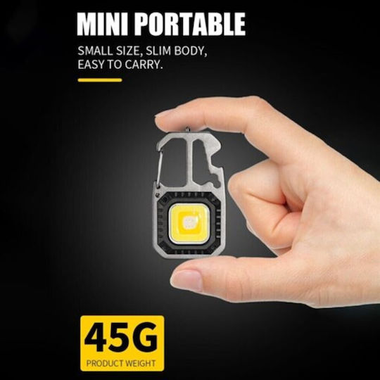 Andowl Rechargeable Keychain Flashlight LED with Maximum Brightness 600lm Black