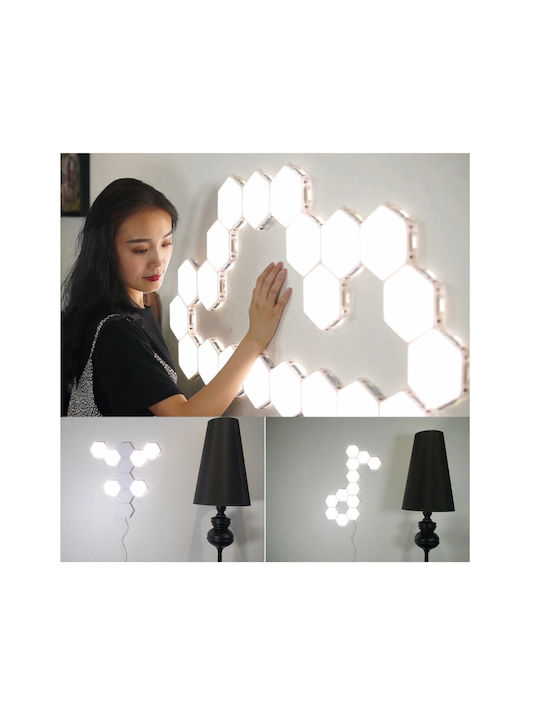 Διακοσμητικό Φωτιστικό LED Ψυχρό Λευκό 6500K Hexagon 6τμχ
