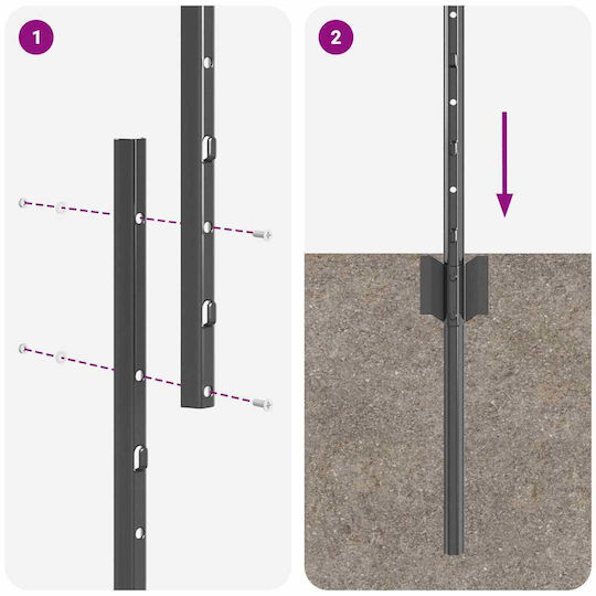 vidaXL Clip de fixare pentru Împrejmuire Grădină din Oțel 140buc 44buc Gray