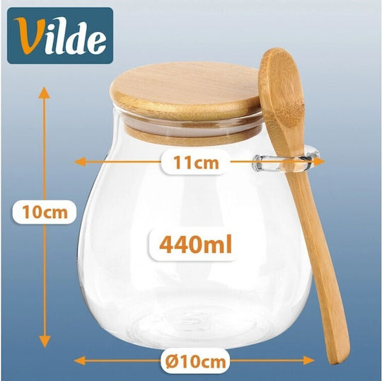 Vilde Set of 2 General Use Transparent Glass Jars with Lid 440ml 2 Pieces