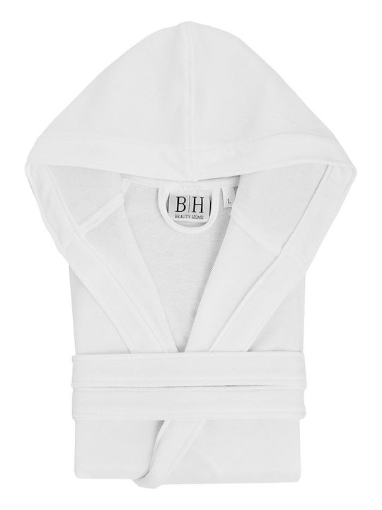 Beauty Home Μπουρνούζι με Κουκούλα σε Λευκό Χρώμα 270gr/m²