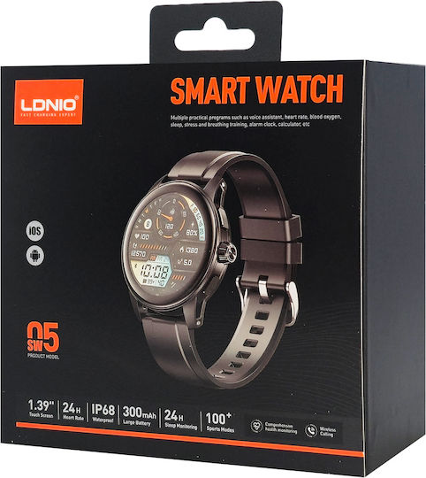 Ldnio SW05 46mm Smartwatch mit Herzfrequenzsensoren (Schwarz)