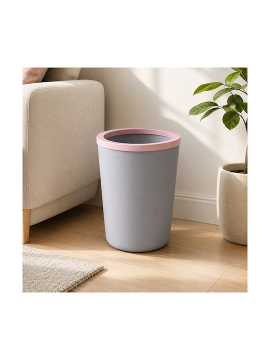 Femmit Round Plastic Office Waste Bin 12l Grey Plastic Bag Support Ring 23x27 Cm