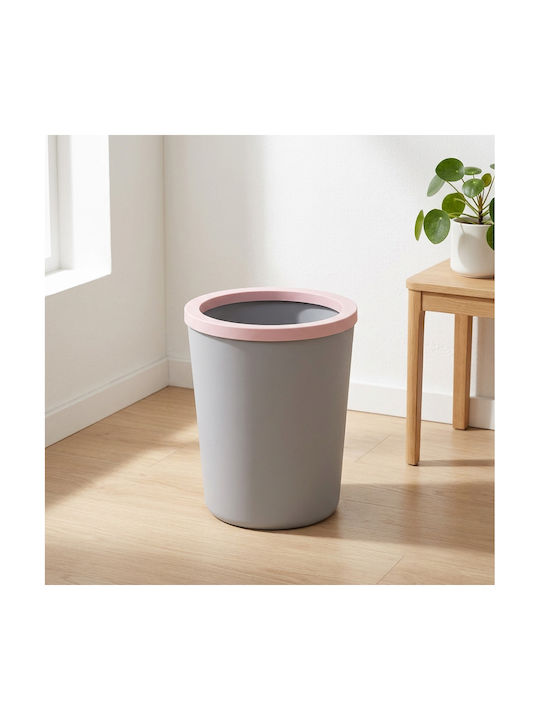 Femmit Round Plastic Office Waste Bin 12l Grey Plastic Bag Support Ring 23x27 Cm