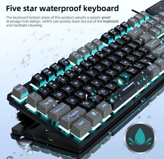 Forev FV-Q8 Gaming Mechanical Keyboard with Membrane Switches and RGB Lighting English US Grey